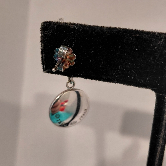 Tiffany Silver Disc Drop Dangle Earrings - Picture 6 of 8